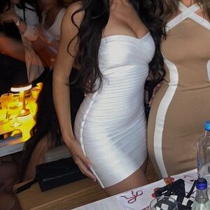 Herve Leger White Bandage Dress